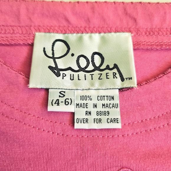 Lilly Pulitzer Vintage pink butterfly embroidered short sleeved top - Picture 5 of 7